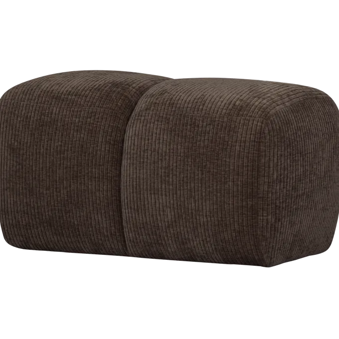 Woood Mojo poef 45x84x64cm geweven ribstof bruin