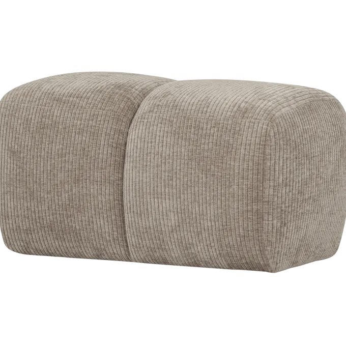 Woood Mojo poef 45x84x64cm geweven ribstof donkerzand