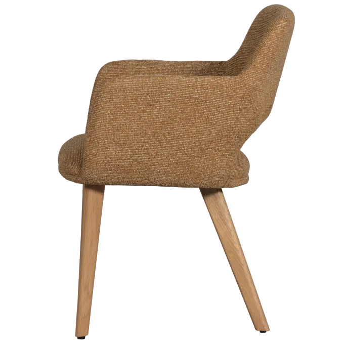 Woood Murat eetkamerstoel geel met houten poot naturel