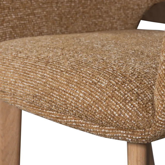 Woood Murat eetkamerstoel geel met houten poot naturel