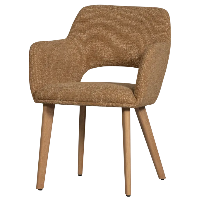 Woood Murat eetkamerstoel geel met houten poot naturel