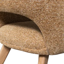 Woood Murat eetkamerstoel geel met houten poot naturel