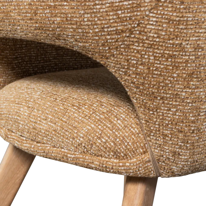 Woood Murat eetkamerstoel geel met houten poot naturel