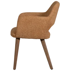 Woood Murat eetkamerstoel geel met houten poot donkerbruin