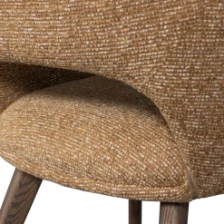 Woood Murat eetkamerstoel geel met houten poot donkerbruin