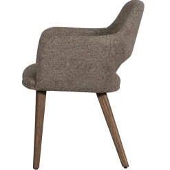 Woood Murat eetkamerstoel taupe met houten poot mystic brown