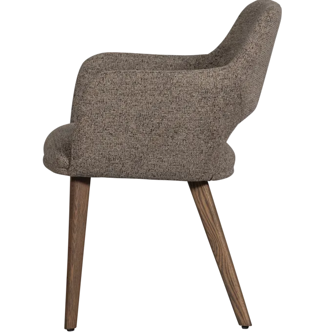 Woood Murat eetkamerstoel taupe met houten poot mystic brown