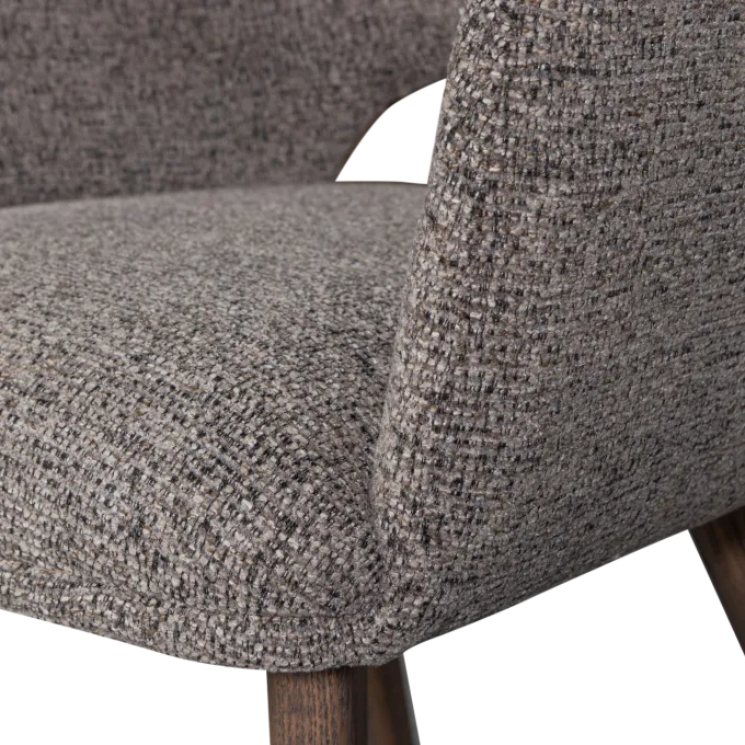 Woood Murat eetkamerstoel taupe met houten poot mystic brown