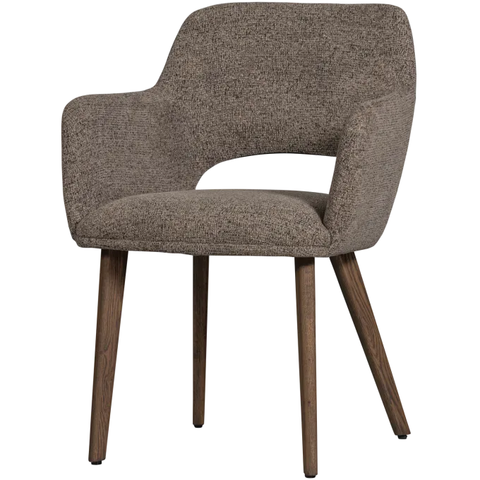 Woood Murat eetkamerstoel taupe met houten poot mystic brown