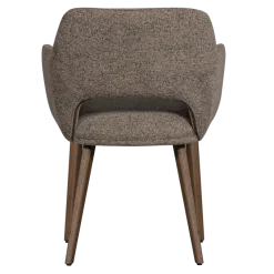 Woood Murat eetkamerstoel taupe met houten poot mystic brown