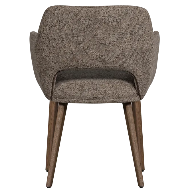 Woood Murat eetkamerstoel taupe met houten poot mystic brown