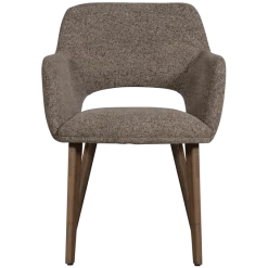 Woood Murat eetkamerstoel taupe met houten poot mystic brown