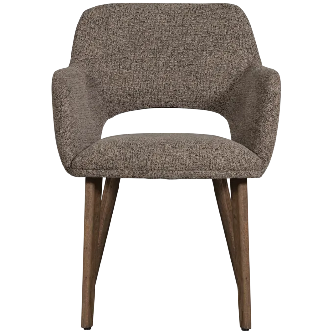 Woood Murat eetkamerstoel taupe met houten poot mystic brown