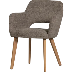 Woood Murat eetkamerstoel taupe met houten poot naturel
