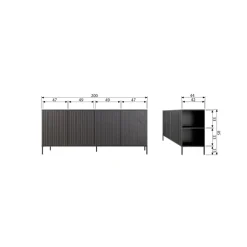 Woood New gravure dressoir 200 cm grenen dust [fsc]