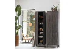 Woood New Gravure Hoge Kast Met Lade Essen Espresso [fsc]