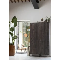 Woood New Gravure Hoge Kast Met Lade Essen Espresso [fsc]