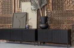 Woood New Gravure Tv Meubel 150 Cm Grenen Zwart [fsc]