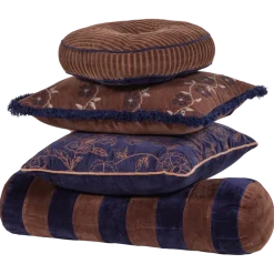 Woood Niva Kussens Bruin/Blauw - Set Van 4