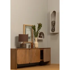 Woood Noam wanddeco halfrond hout dust 15x35x24cm