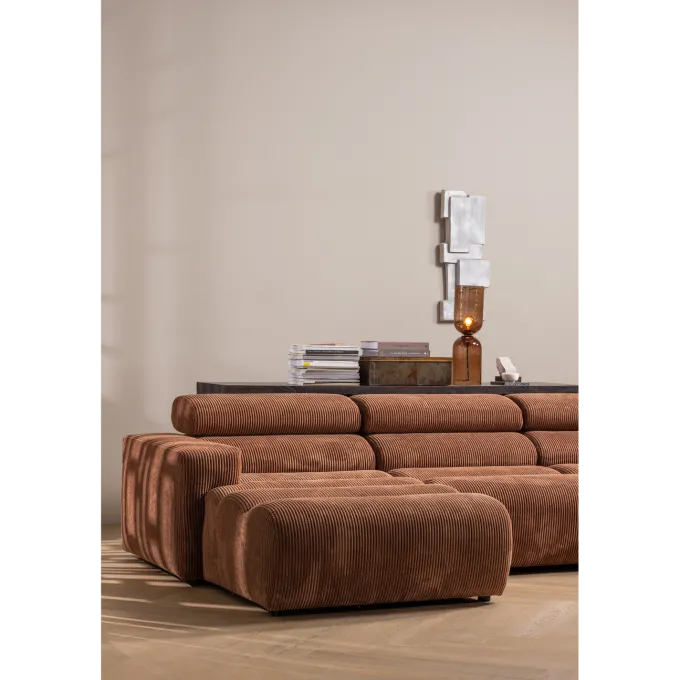 Woood Novi chaise longue bank links ribstof terra