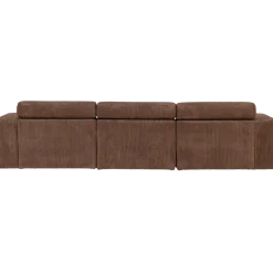 Woood Novi chaise longue bank links ribstof mokkabruin