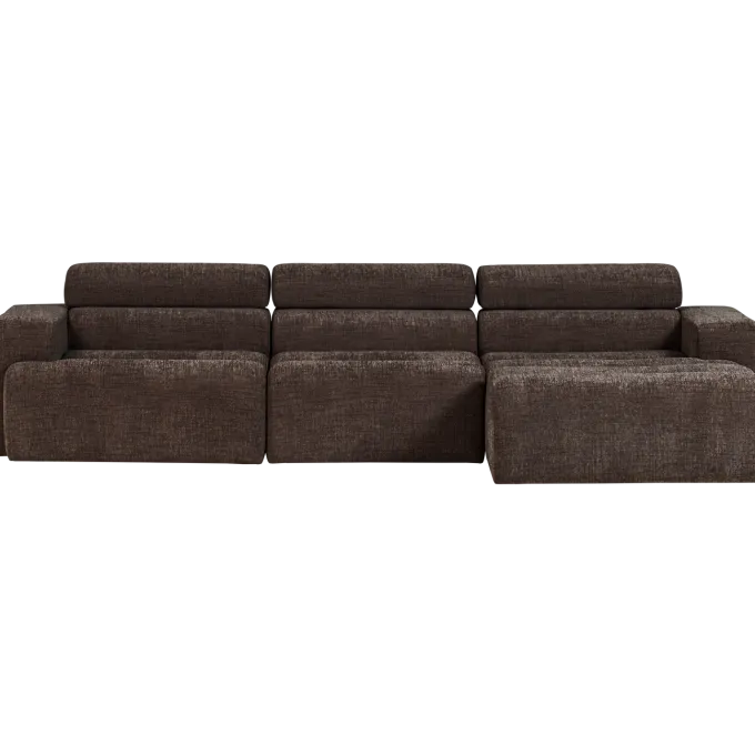 Woood Novi chaise longue bank rechts donkerbruin melange
