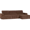 Woood Novi chaise longue bank rechts ribstof mokkabruin