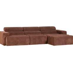 Woood Novi chaise longue bank rechts ribstof terra