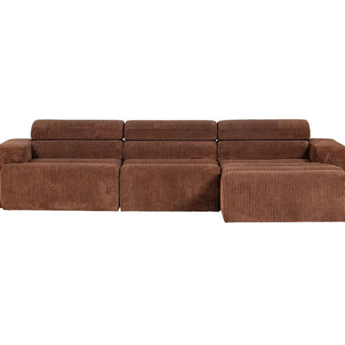 Woood Novi chaise longue bank rechts ribstof terra
