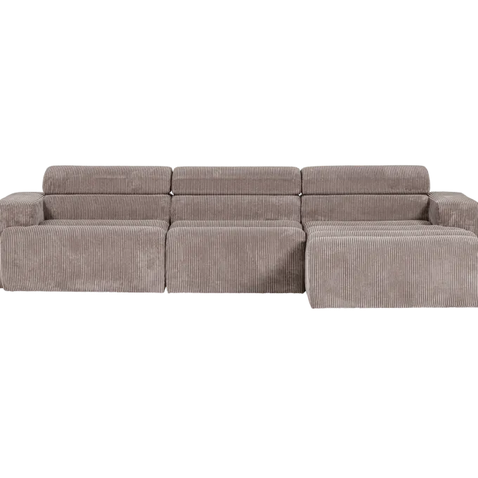 Woood Novi chaise longue bank rechts ribstof zand