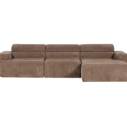 Woood Novi chaise longue bank rechts ribstof taupe