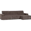 Woood Novi chaise longue bank rechts ribstof grijsbruin
