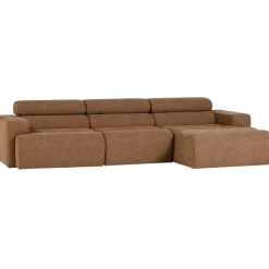 Woood Novi chaise longue bank rechts boucle karamelbruin