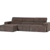 Woood Novi chaise longue bank links ribstof grijsbruin