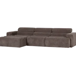 Woood Novi chaise longue bank links ribstof grijsbruin