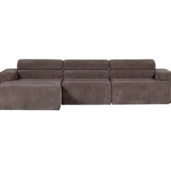 Woood Novi chaise longue bank links ribstof grijsbruin