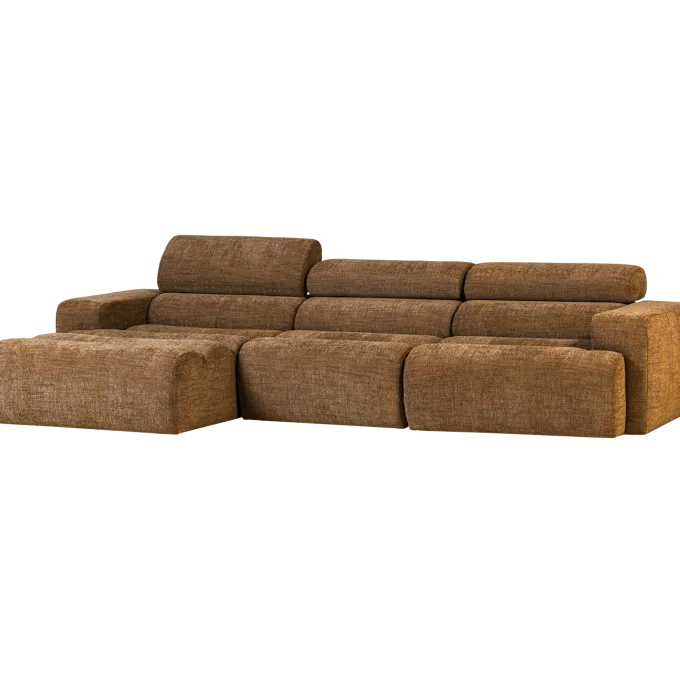 Woood Novi chaise longue bank links karamelbruin melange