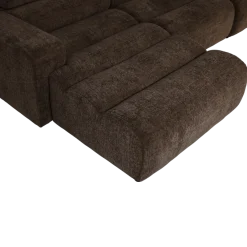Woood Novi chaise longue bank links donkerbruin melange