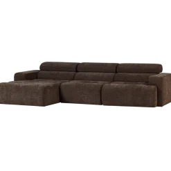 Woood Novi chaise longue bank links donkerbruin melange