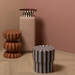 Woood Olia Bijzettafel Metaal Hoogglans Strepen Bruin/Blauw