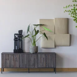 Woood Ornamenten Elon Sculptuur hout zwart - set van 2