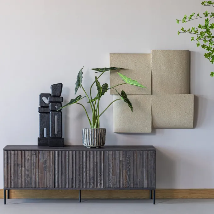 Woood Ornamenten Elon Sculptuur hout zwart - set van 2
