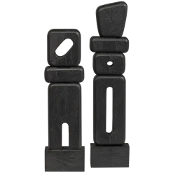 Woood Ornamenten Elon Sculptuur hout zwart - set van 2