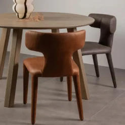 Woood Permit eetkamerstoel leerlook zwart/grijs