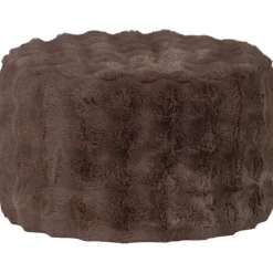 Woood Poef Olven laag fluffy stof bruin