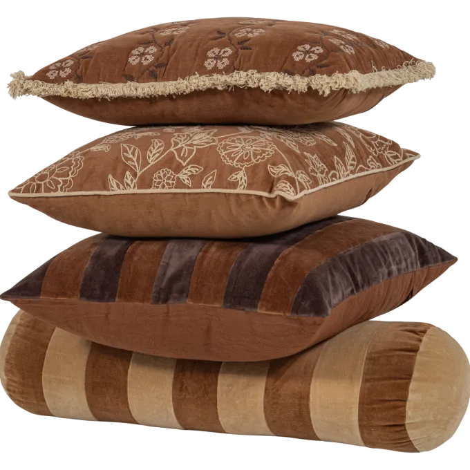 Woood Rela Kussens Bruin/Ecru - Set Van 4