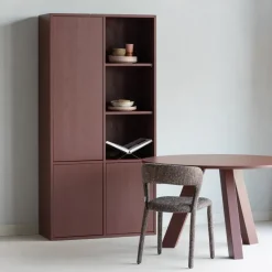 Woood Rhonda Eettafel O129 Cm Eiken Bordeauxrood [fsc]