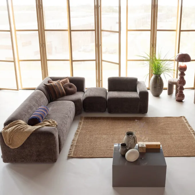 Woood Ruglio Vloerkleed 170x240 Cm Wol/Jute Bruin