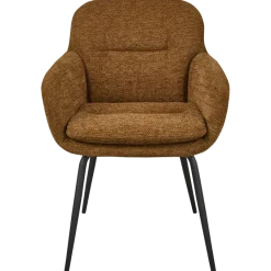 Woood RUNA eetkamerstoel chenille caramel bruin/geel
